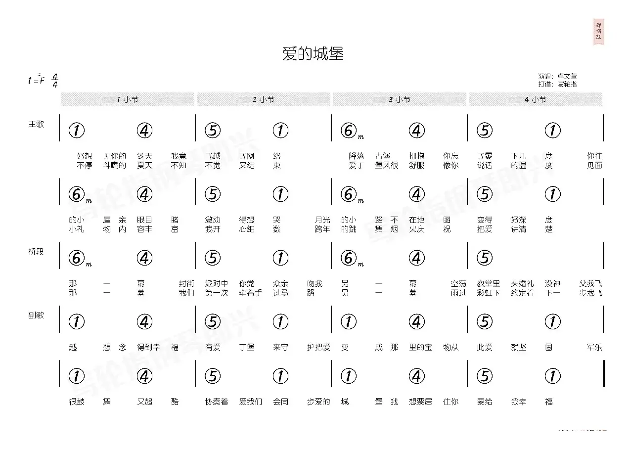 爱的城堡（简和谱）