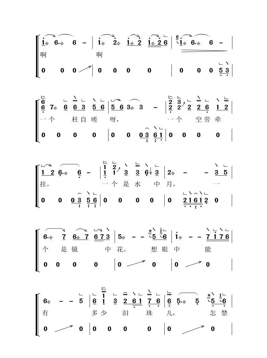 枉凝眉（古筝大字谱）