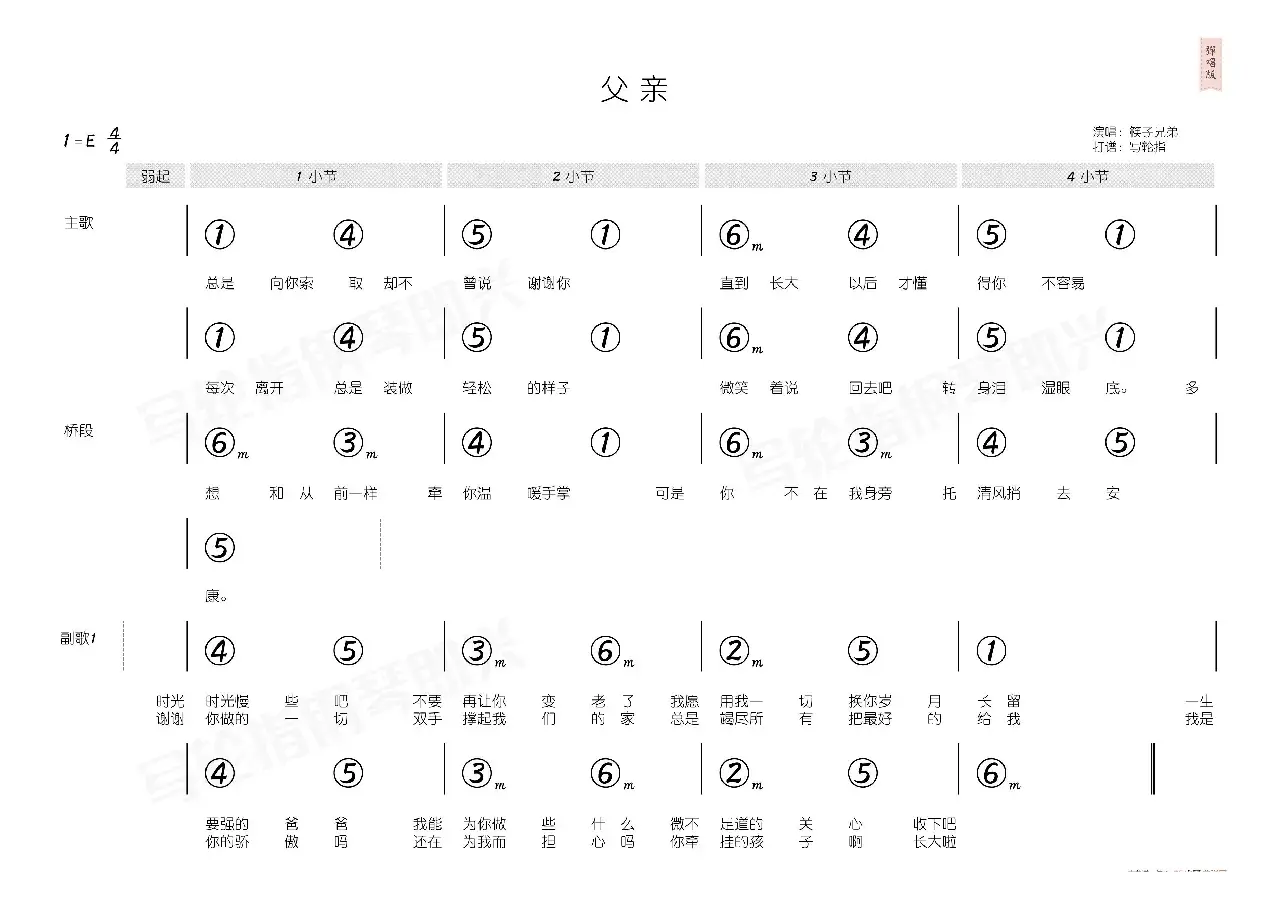 父亲（简和谱）