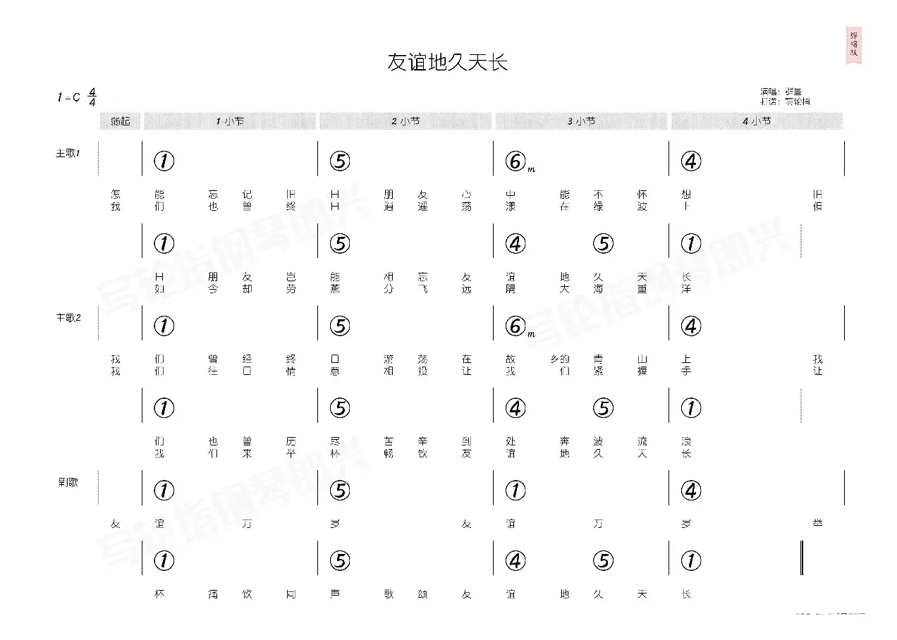 友谊地久天长（简和谱）