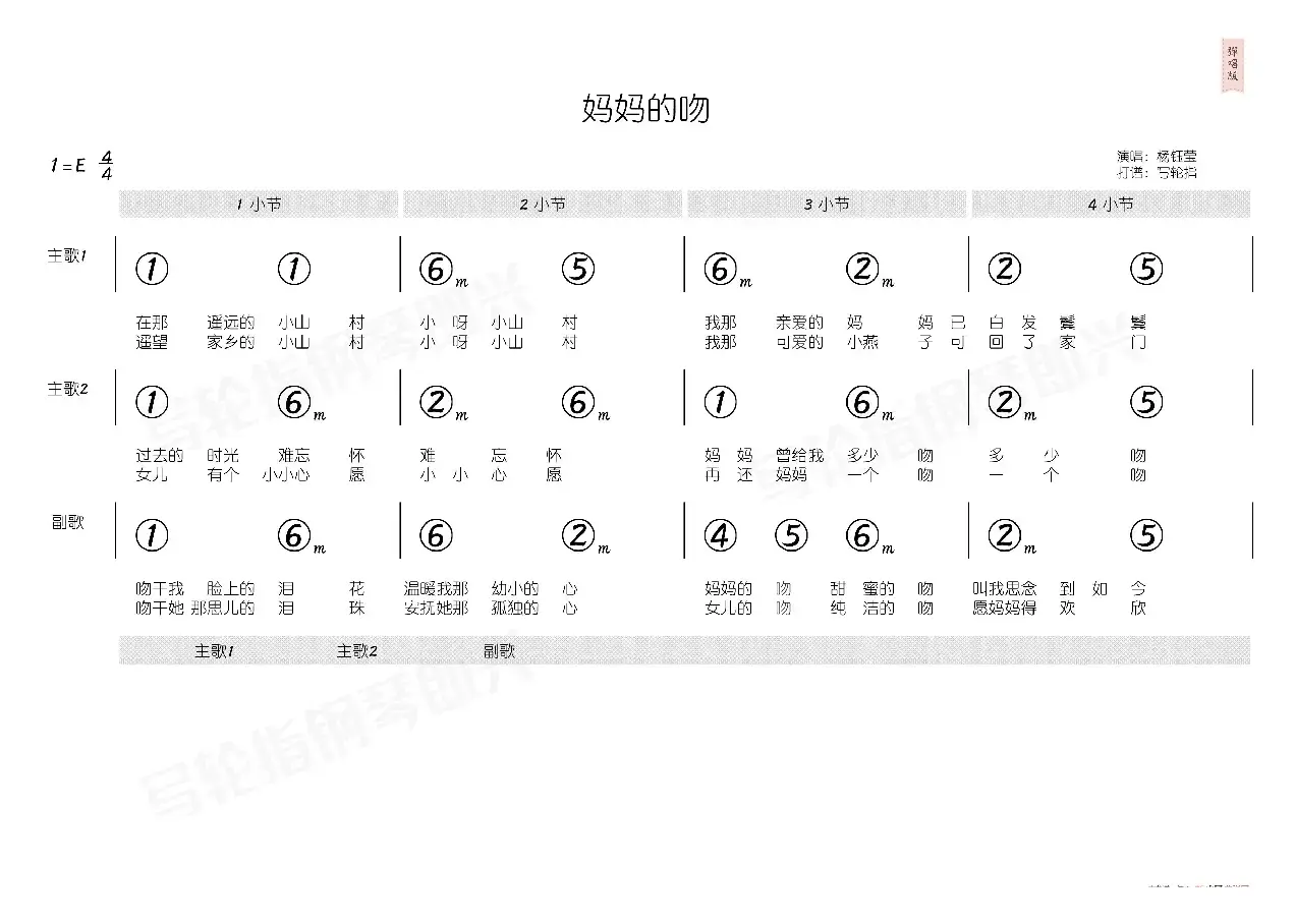 妈妈的吻（简和谱）