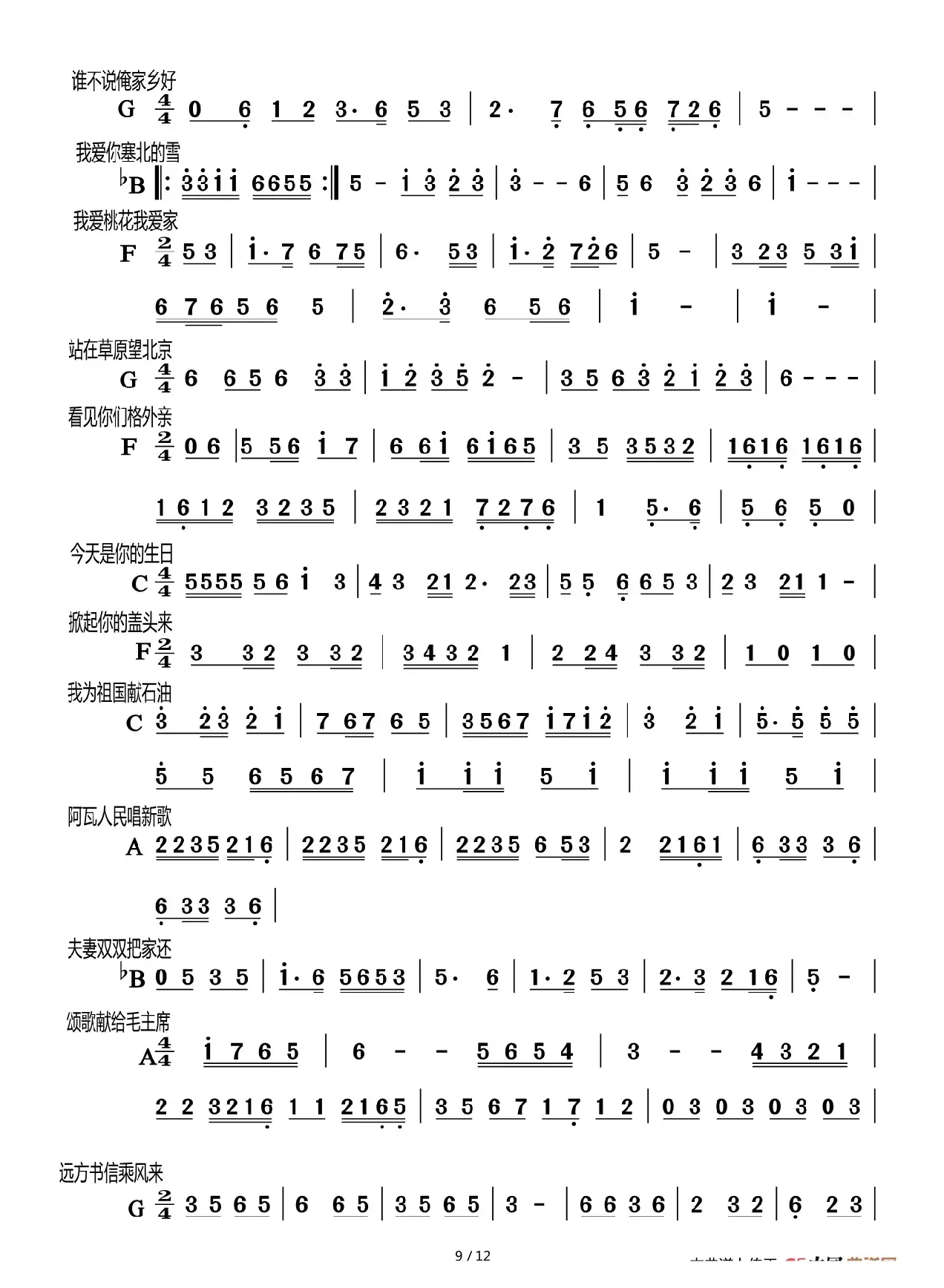 歌曲前奏集锦（共12页150首）