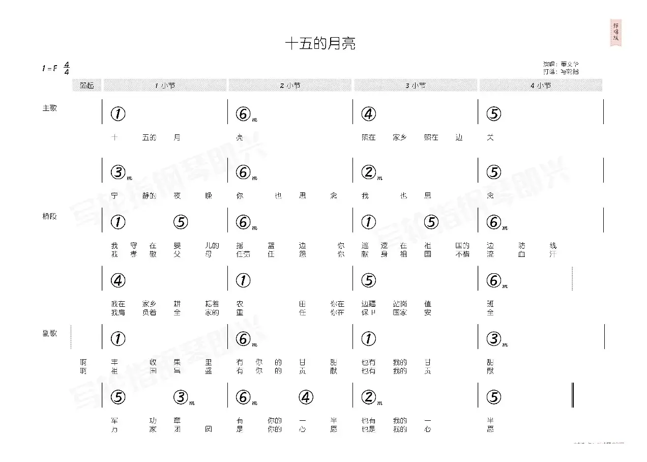 十五的月亮（简和谱）