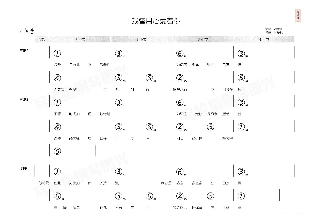 我曾用心爱着你（简和谱）