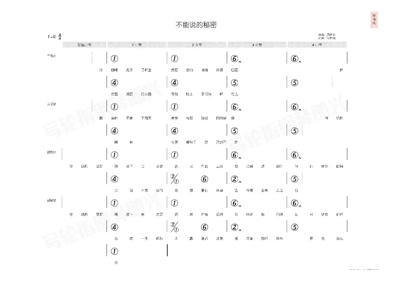 不能说的秘密（简和谱）