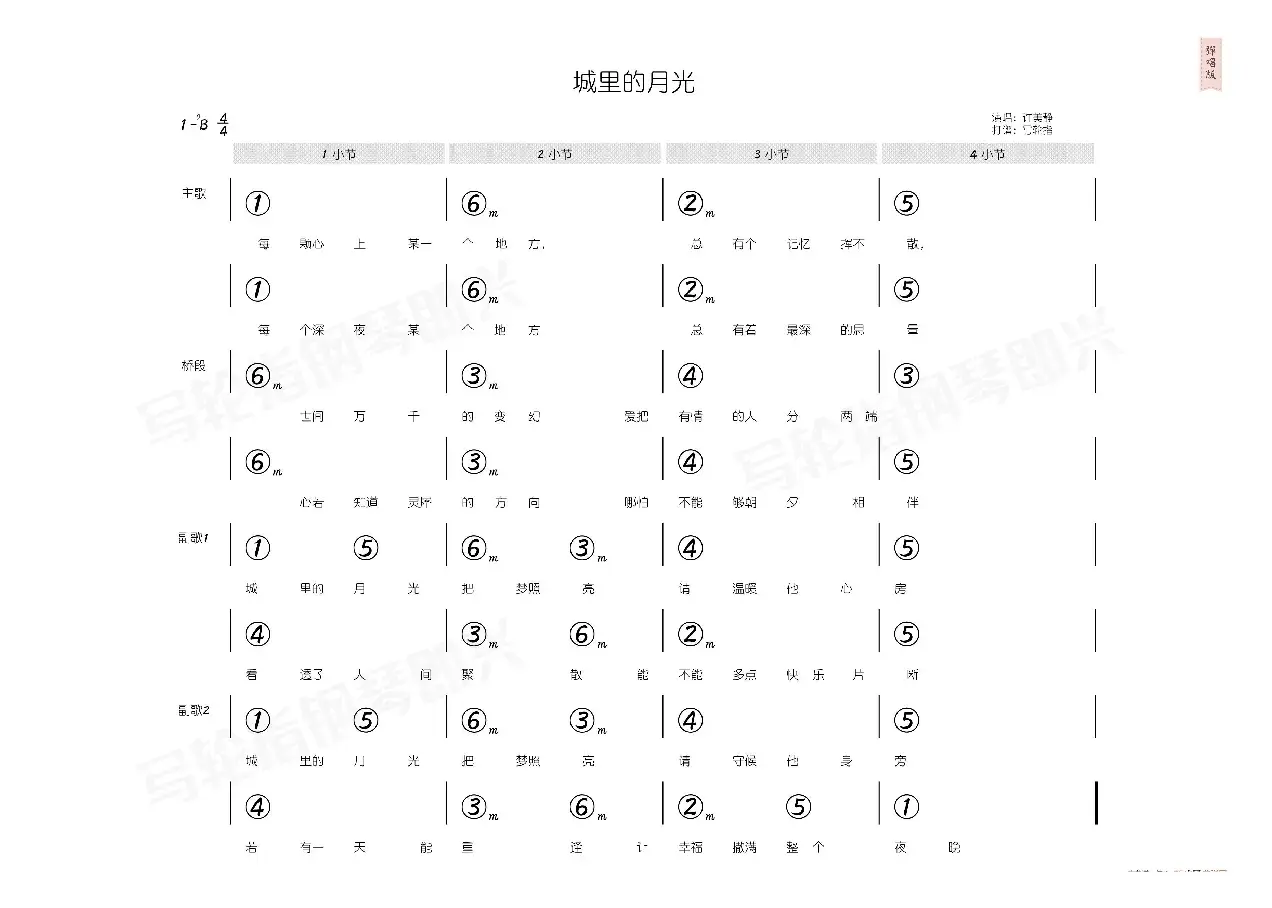 城里的月光（简和谱）