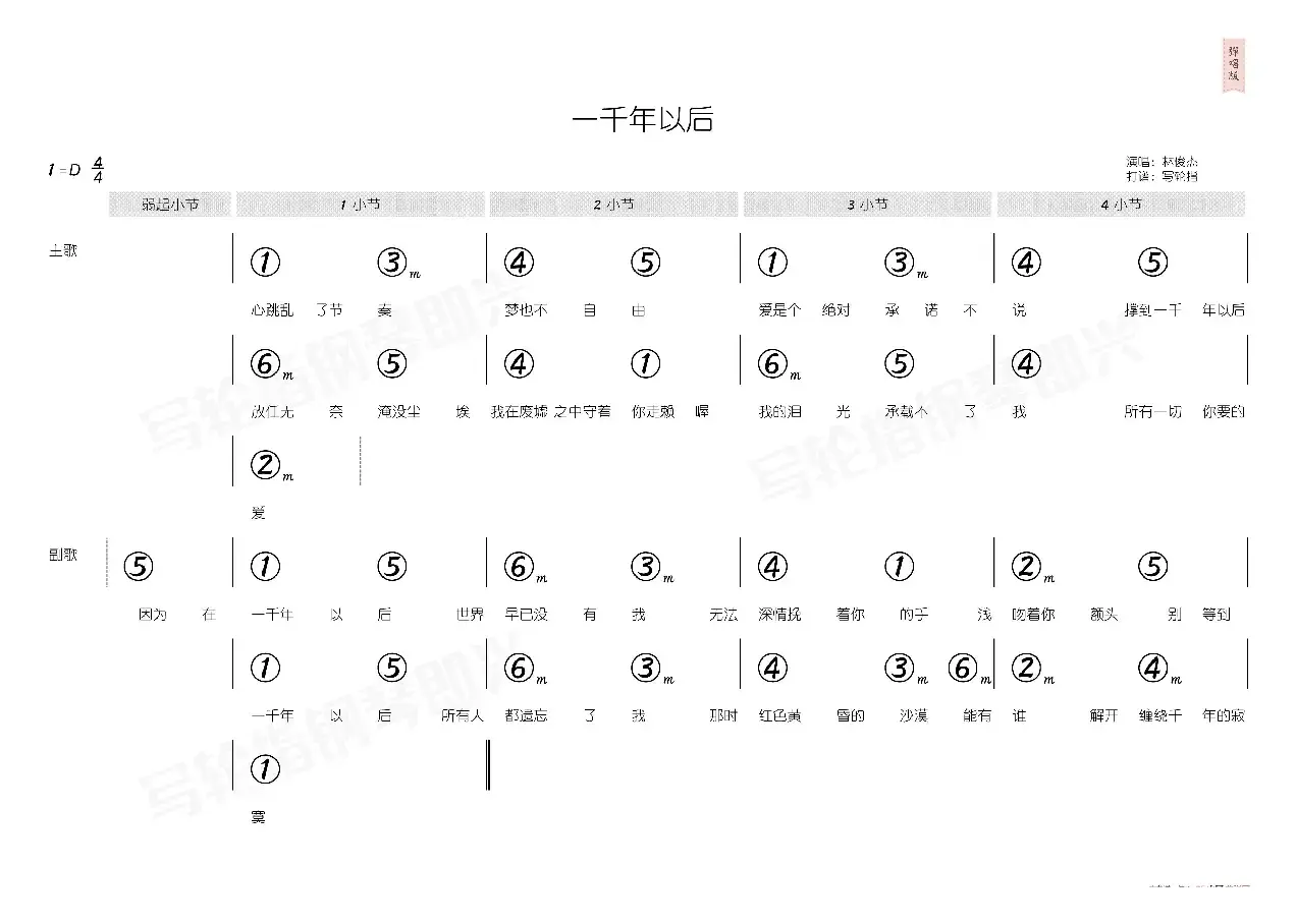 一千年以后（简和谱）