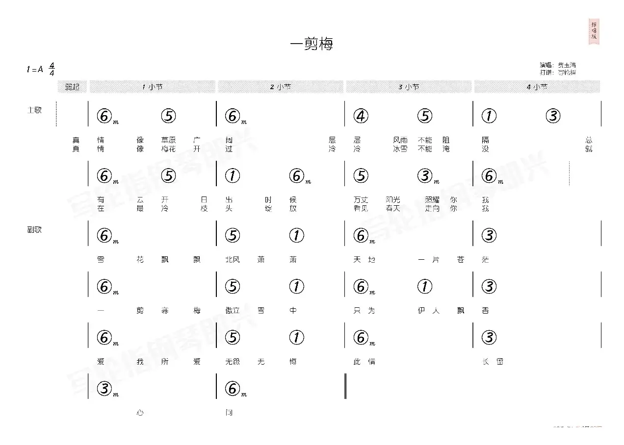 一剪梅（简和谱）