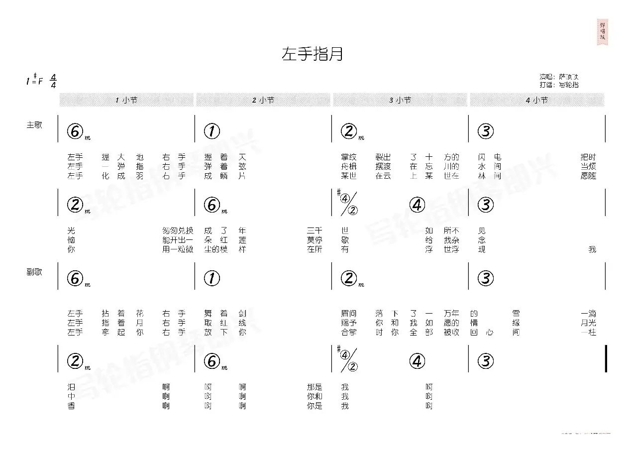 左手指月（简和谱）