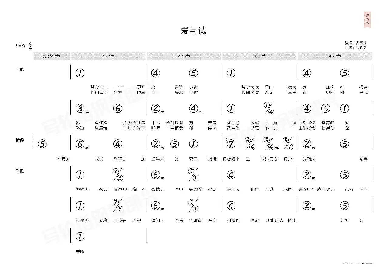 爱与诚（简和谱）