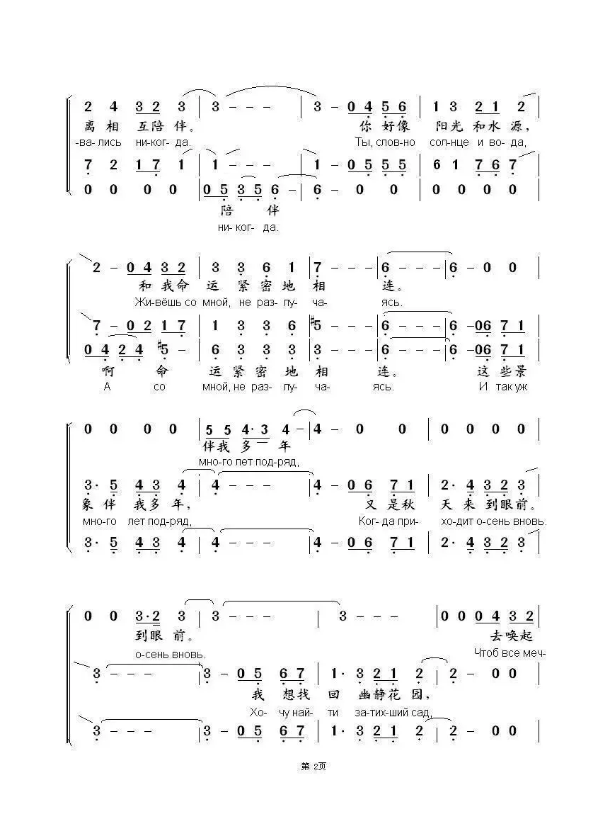 秋天的旋律ОСЕННЯЯ ПЕСНЯ[2016-2修改]（中俄简谱）