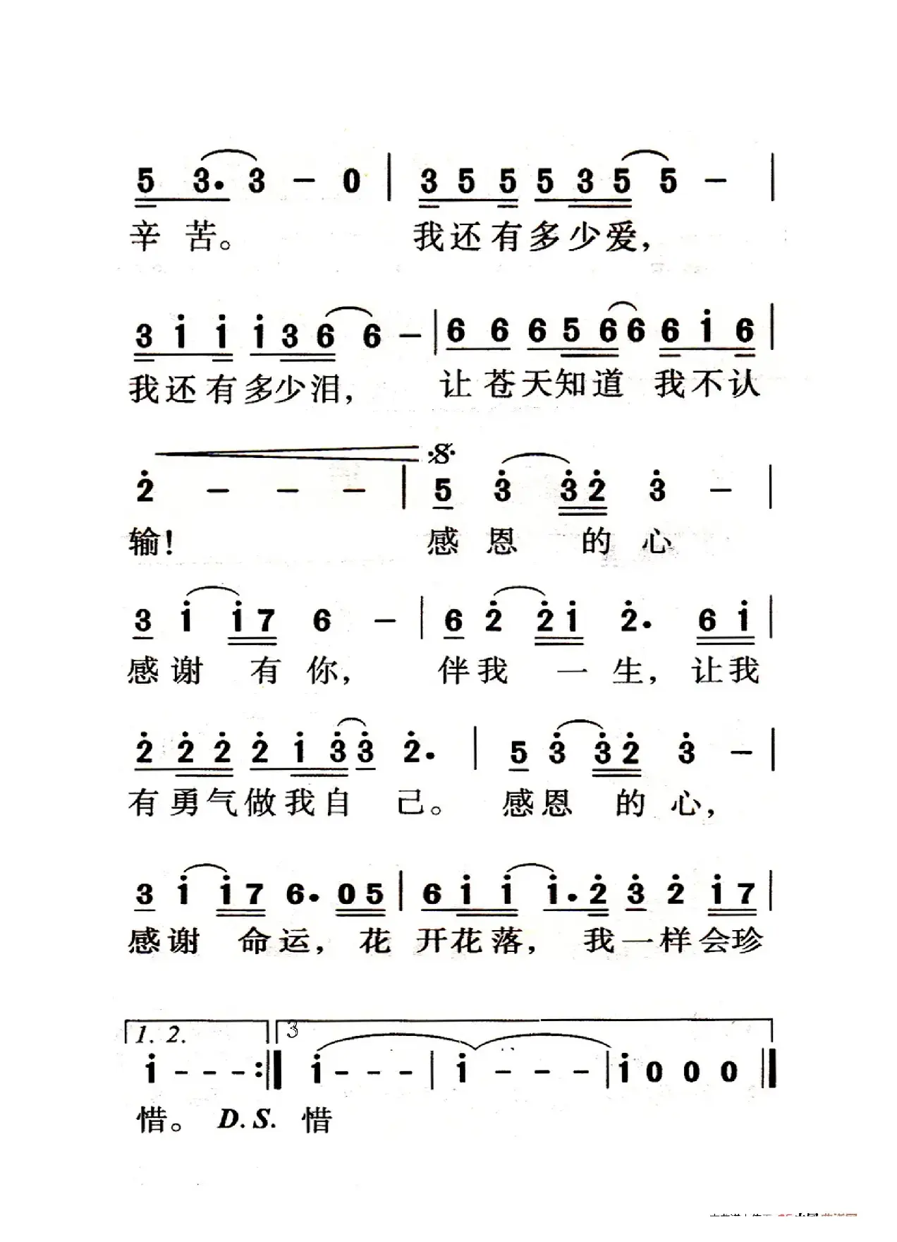 感恩的心（老人适用）