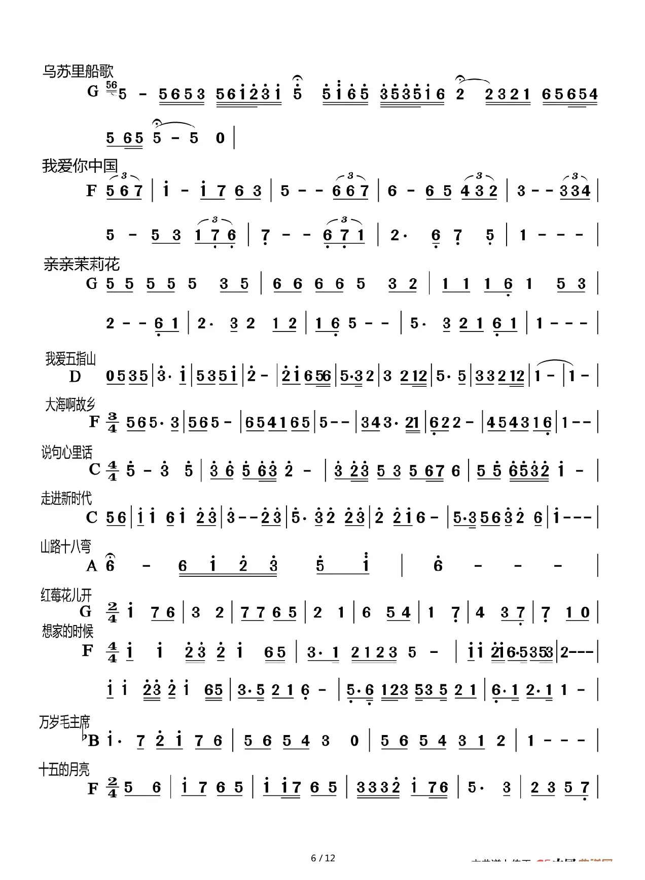 歌曲前奏集锦（共12页150首）