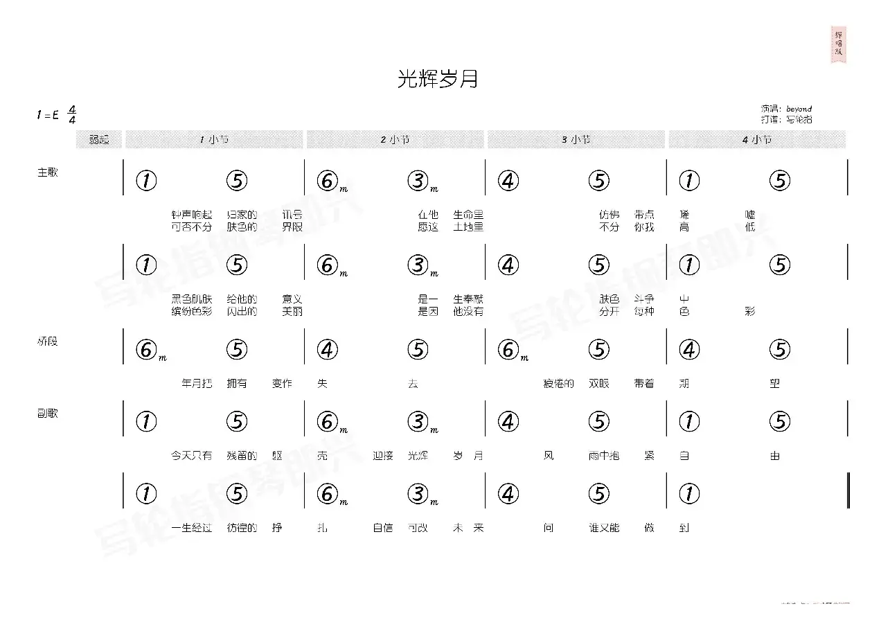 光辉岁月（简和谱）