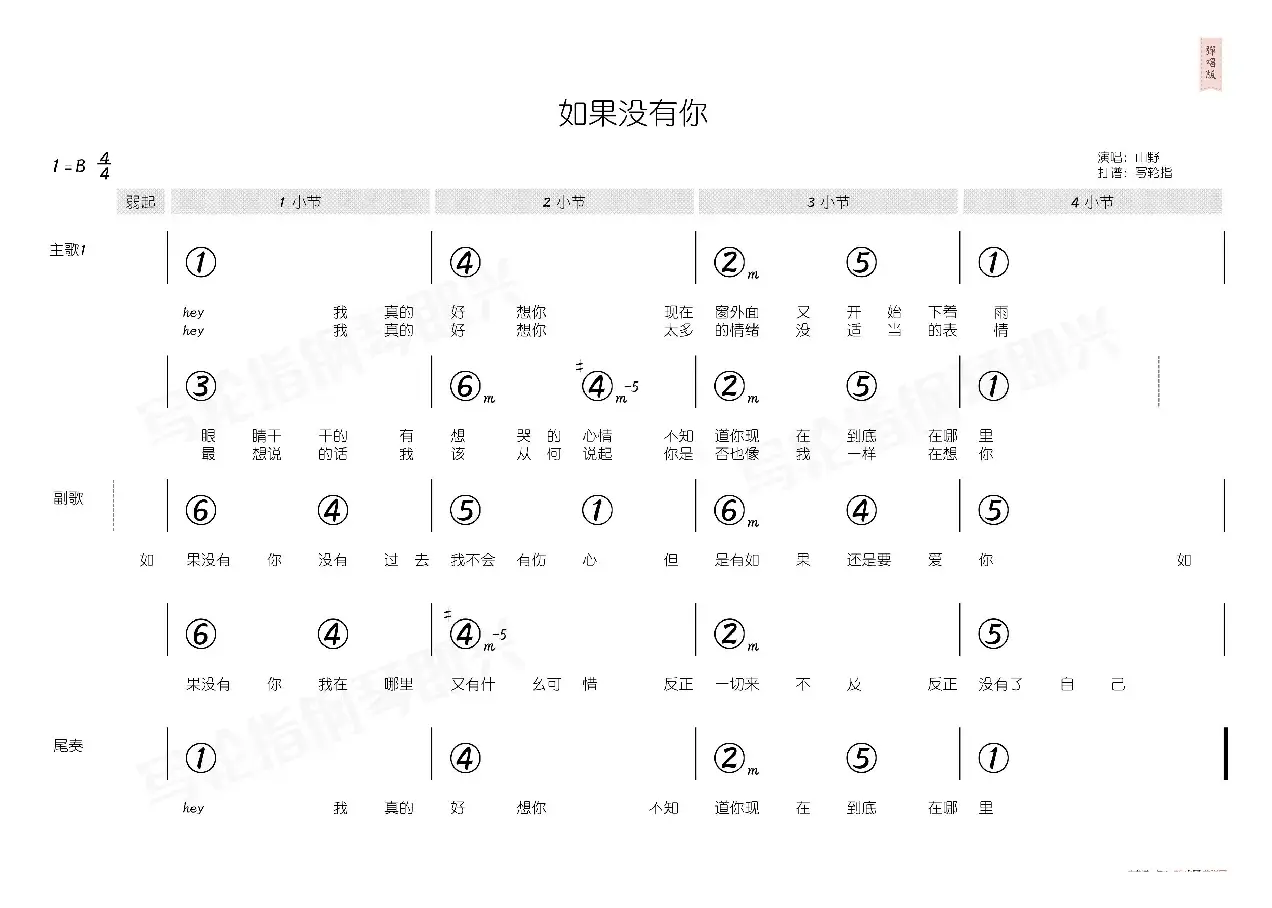 如果没有你（简和谱）