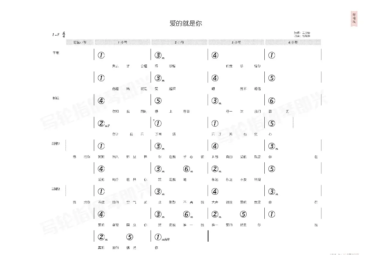 爱的就是你（简和谱）