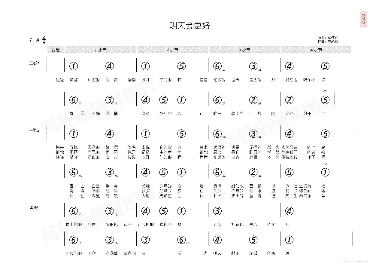 明天会更好（简和谱）