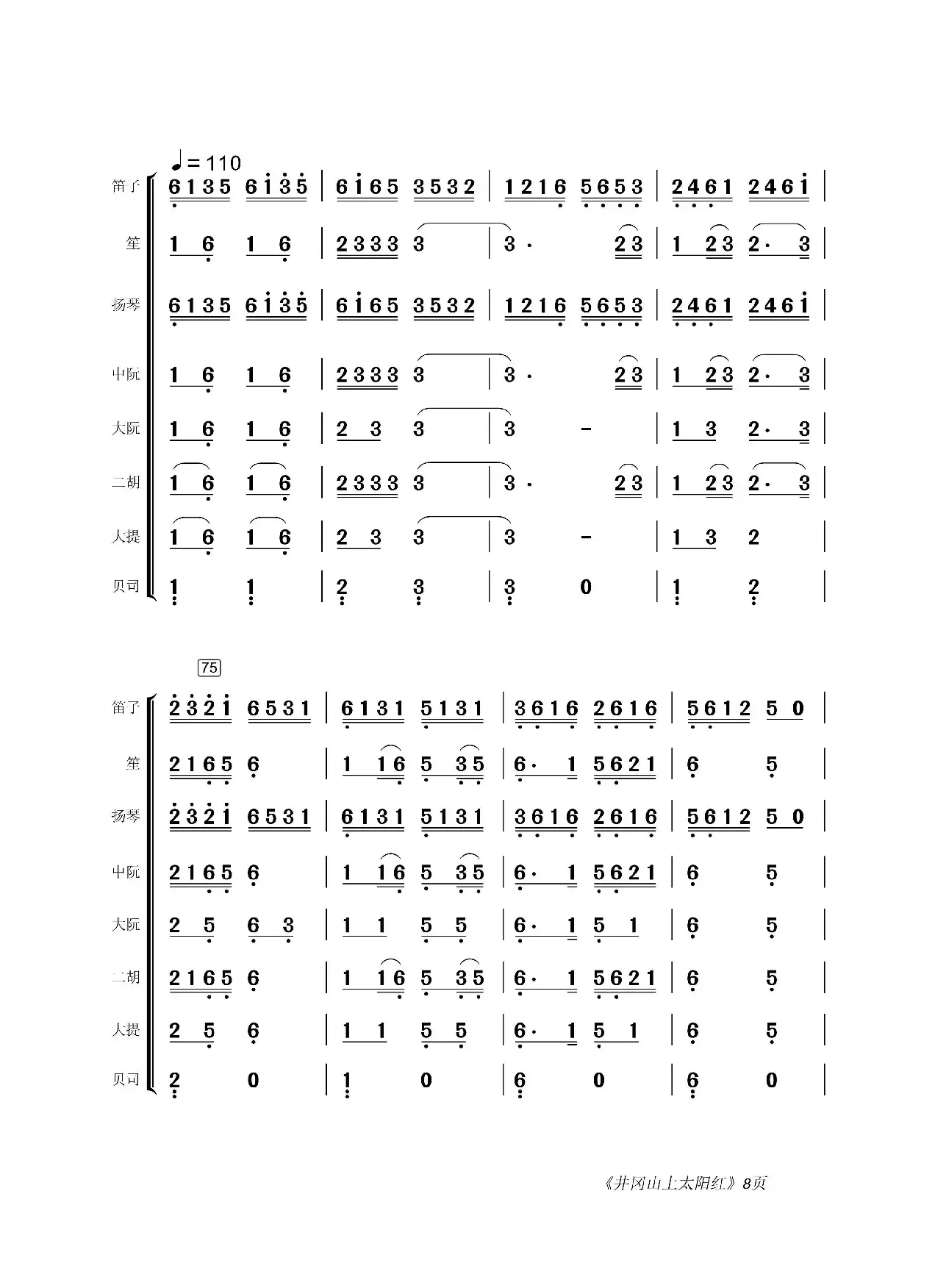 井冈山上太阳红（民乐合奏总谱）