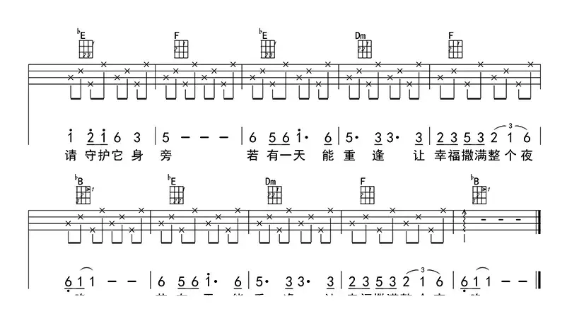 城里的月光（ukulele四线谱）