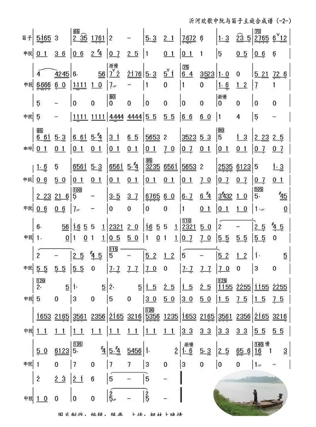 沂河欢歌（中阮与笛子主旋合成谱）