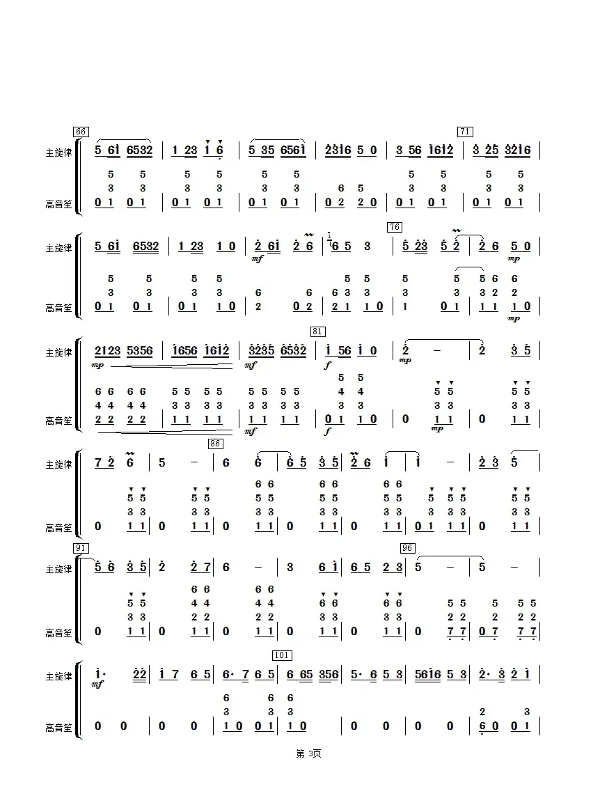 太湖美（高音笙分谱）