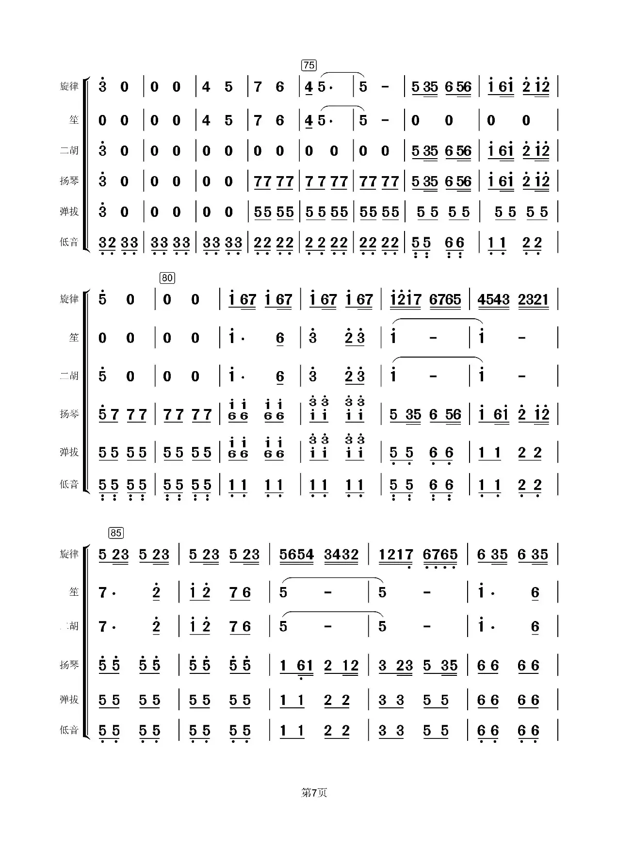 五女传说（笛子独奏+乐队伴奏总谱）