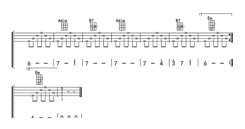 白桦林（ukulele四线谱）