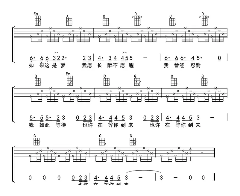 灰姑娘（ukulele四线谱）