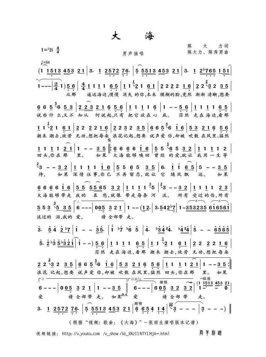 大海（陈大力词 陈大力、陈秀男曲）