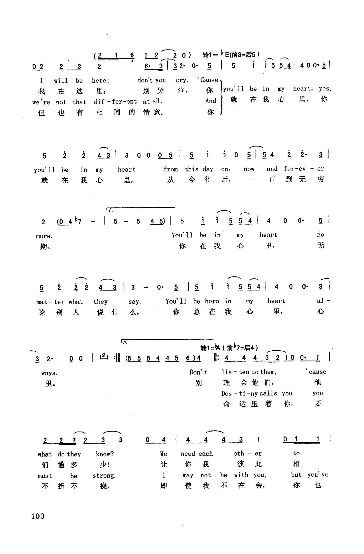 你就在我心里（英汉）（美国动画片《人猿泰山》插曲）