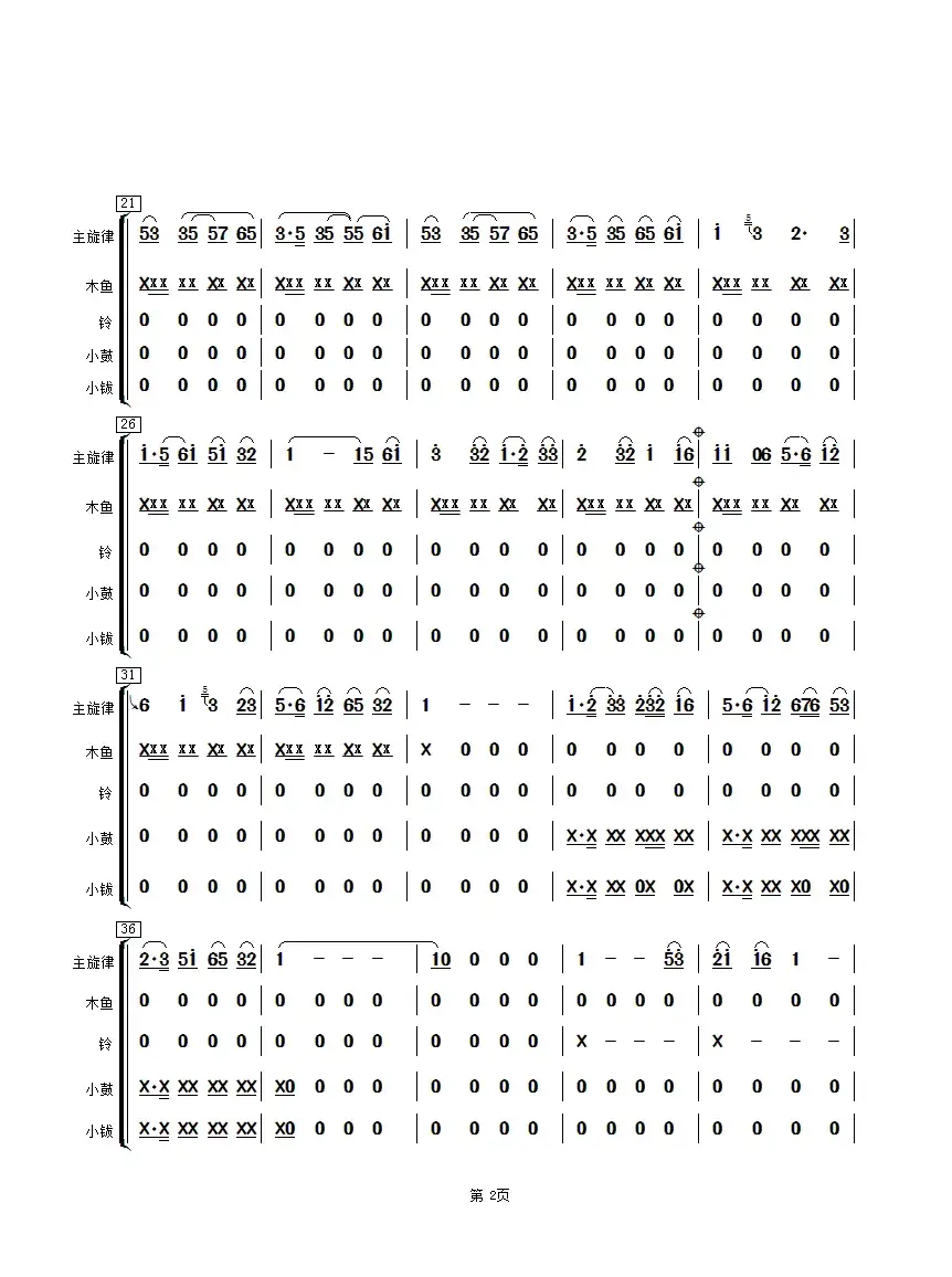 扬州小调（击乐分谱）