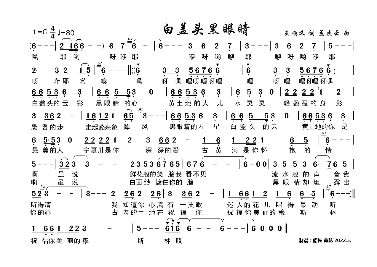 白盖头黑眼睛（高清适合老人用）