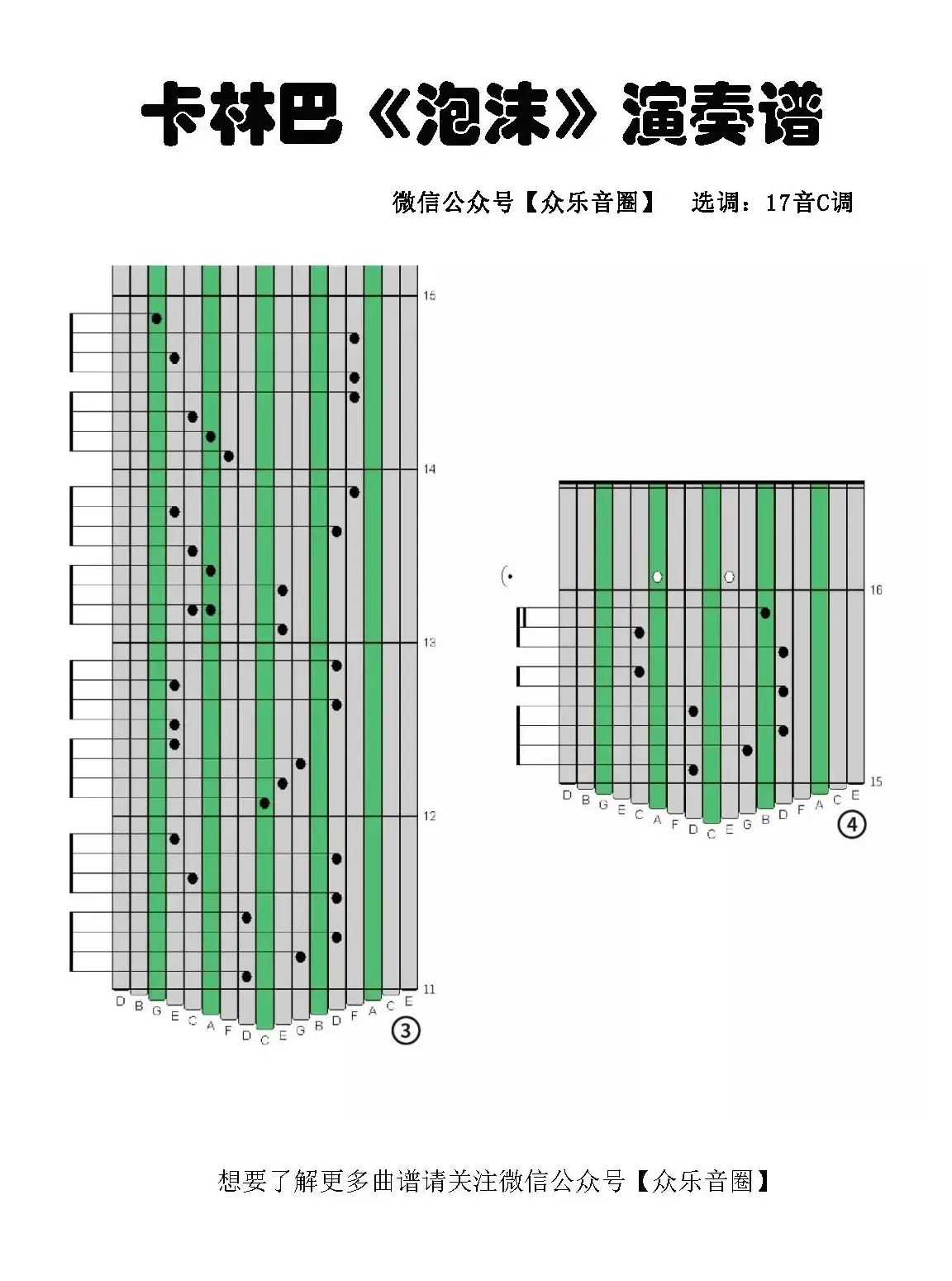 泡沫（拇指琴卡林巴琴专用谱）