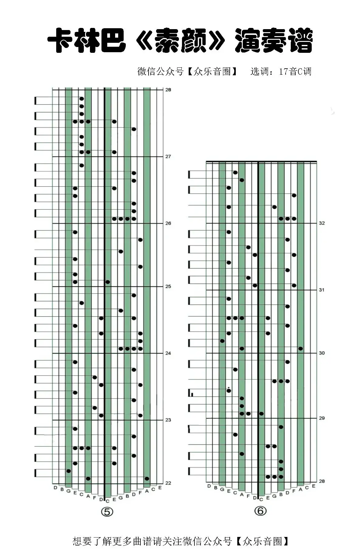 素颜（拇指琴卡林巴琴专用谱）