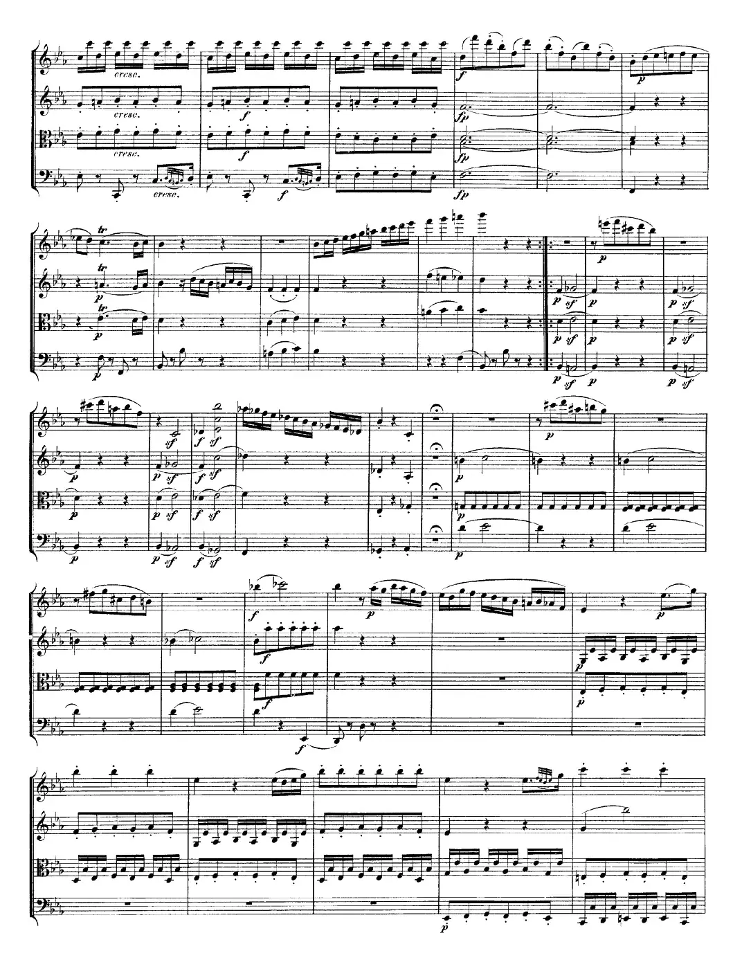 Mozart《Quartet No.22 in Bb Major，K.589》（总谱）