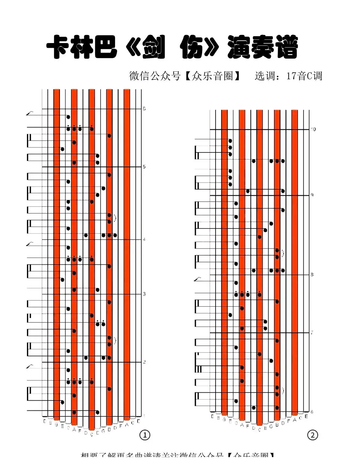 剑伤（拇指琴卡林巴琴专用谱）