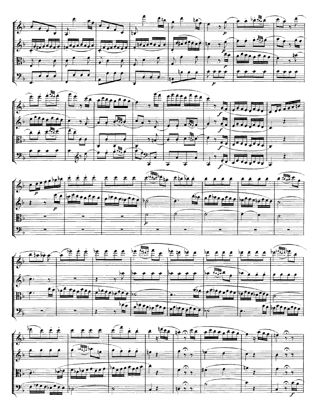 Mozart《Quartet No.23 in F Major，K.590》（总谱）