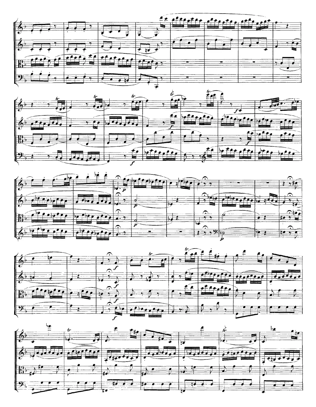 Mozart《Quartet No.23 in F Major，K.590》（总谱）