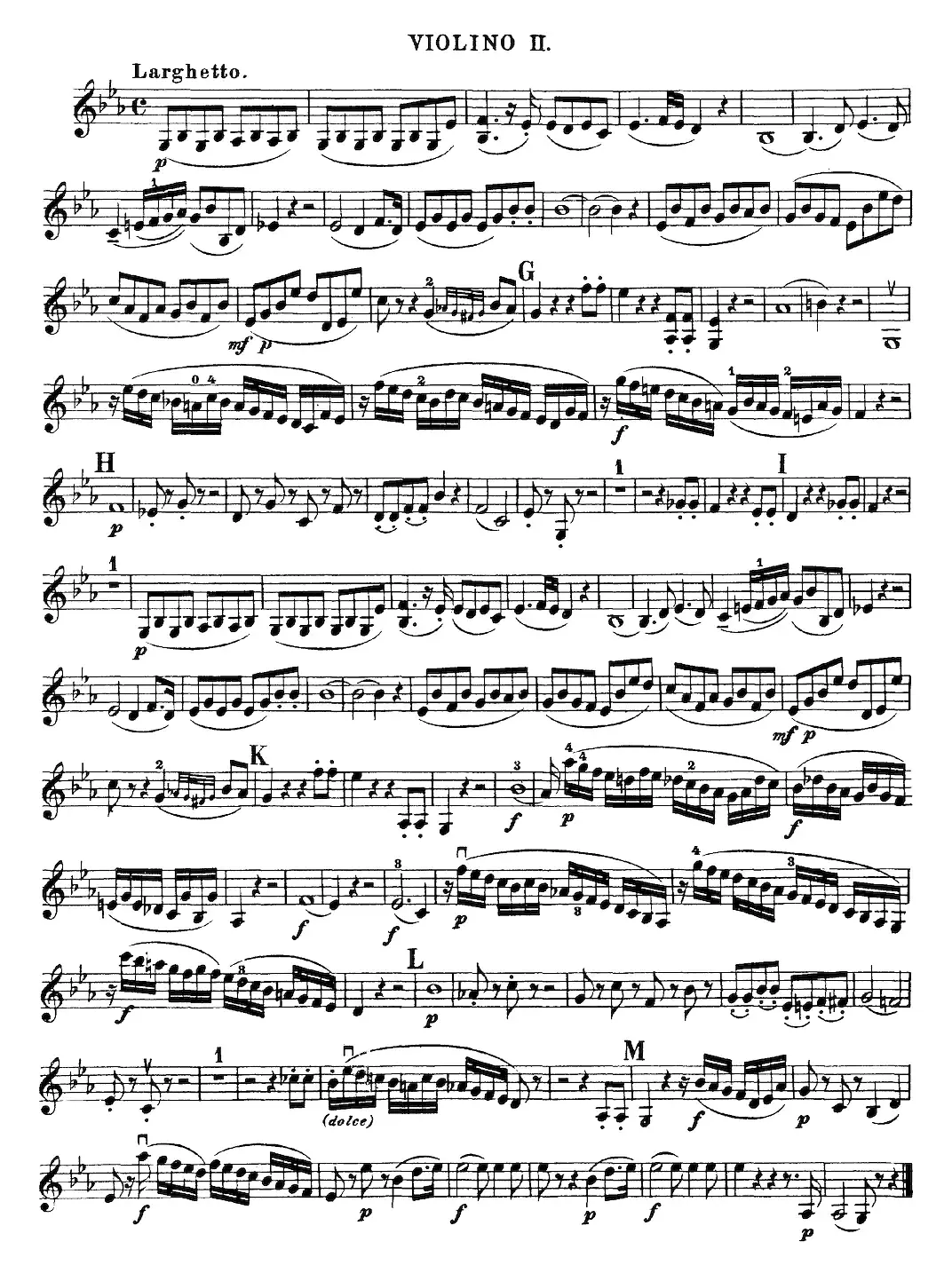 Mozart《Quartet No.22 in Bb Major，K.589》（Violin 2分谱）