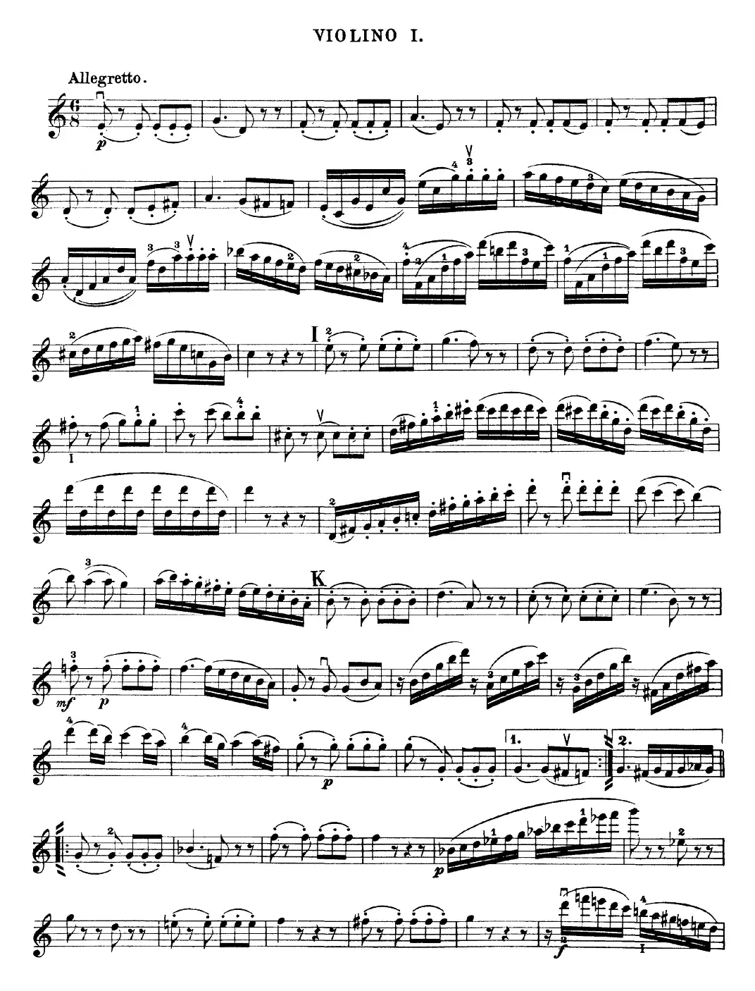 Mozart《Quartet No.23 in F Major，K.590》（Violin 1分谱）