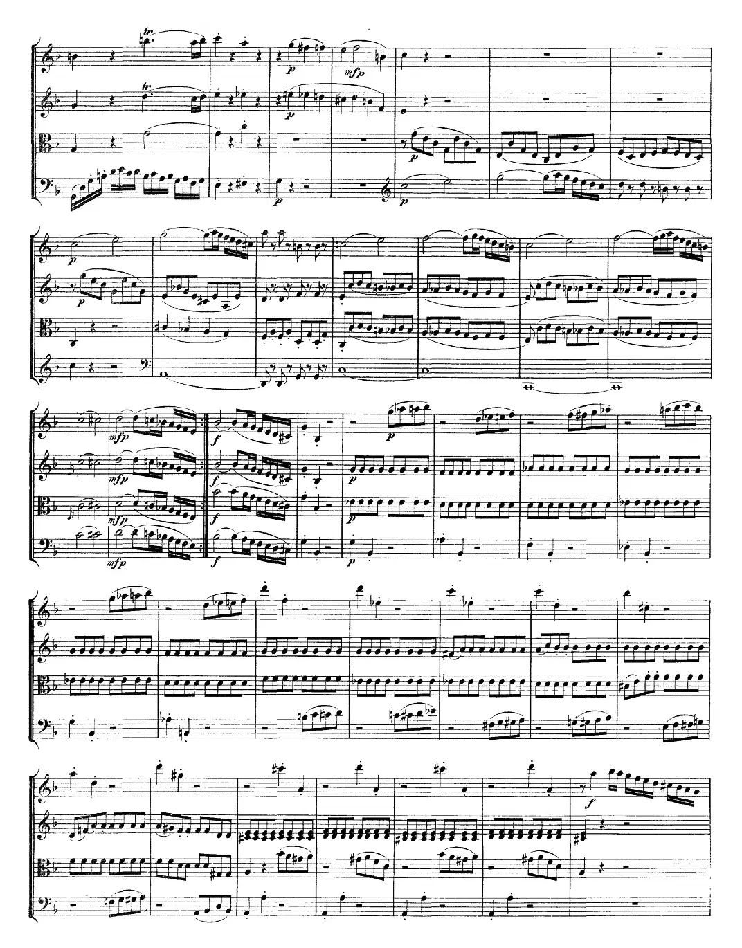 Mozart《Quartet No.23 in F Major，K.590》（总谱）