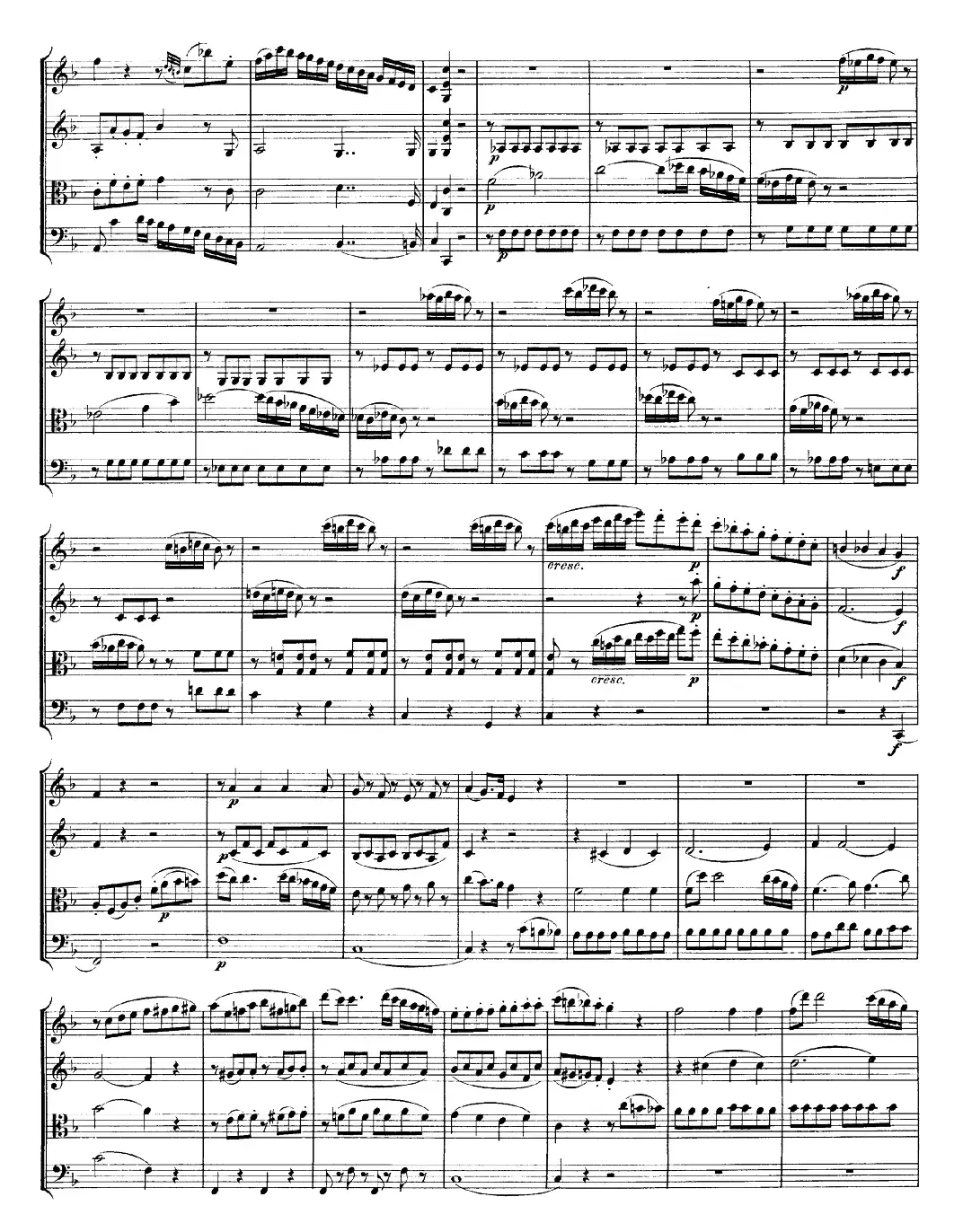 Mozart《Quartet No.23 in F Major，K.590》（总谱）