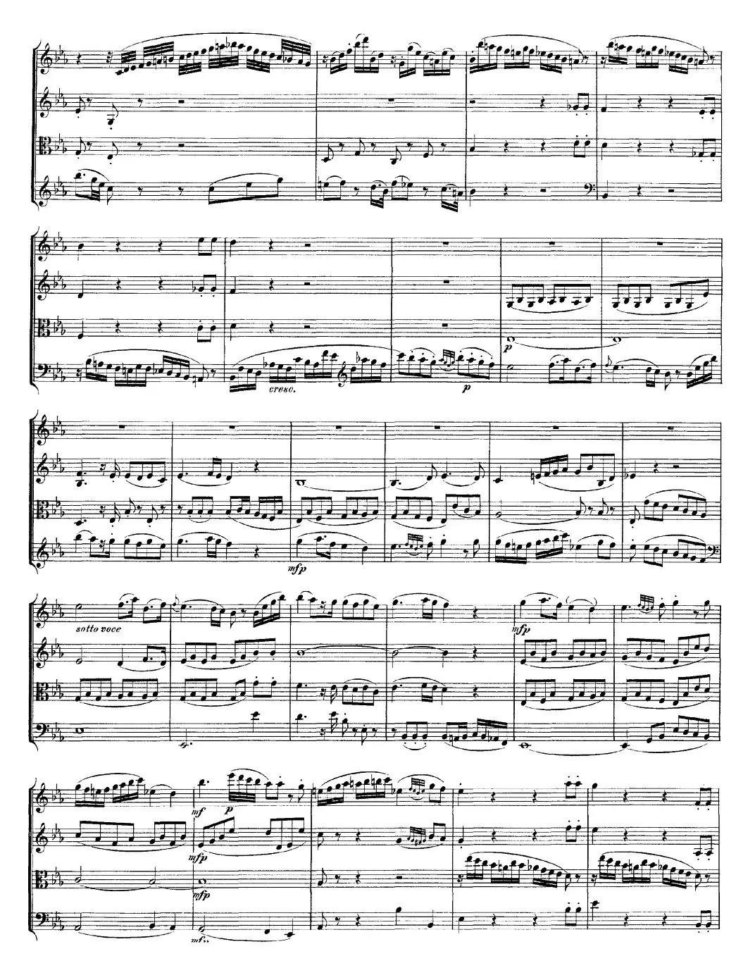 Mozart《Quartet No.22 in Bb Major，K.589》（总谱）