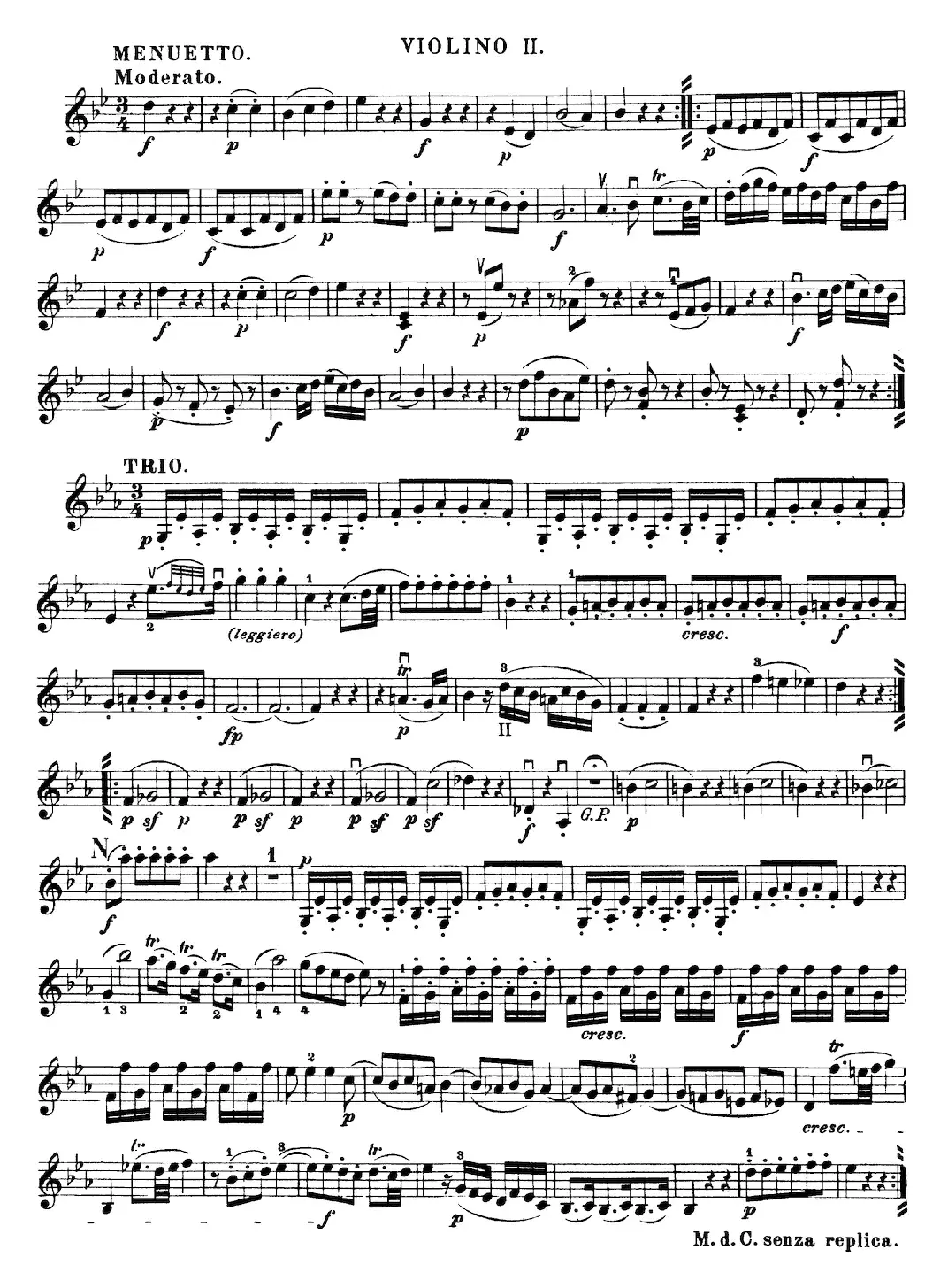 Mozart《Quartet No.22 in Bb Major，K.589》（Violin 2分谱）