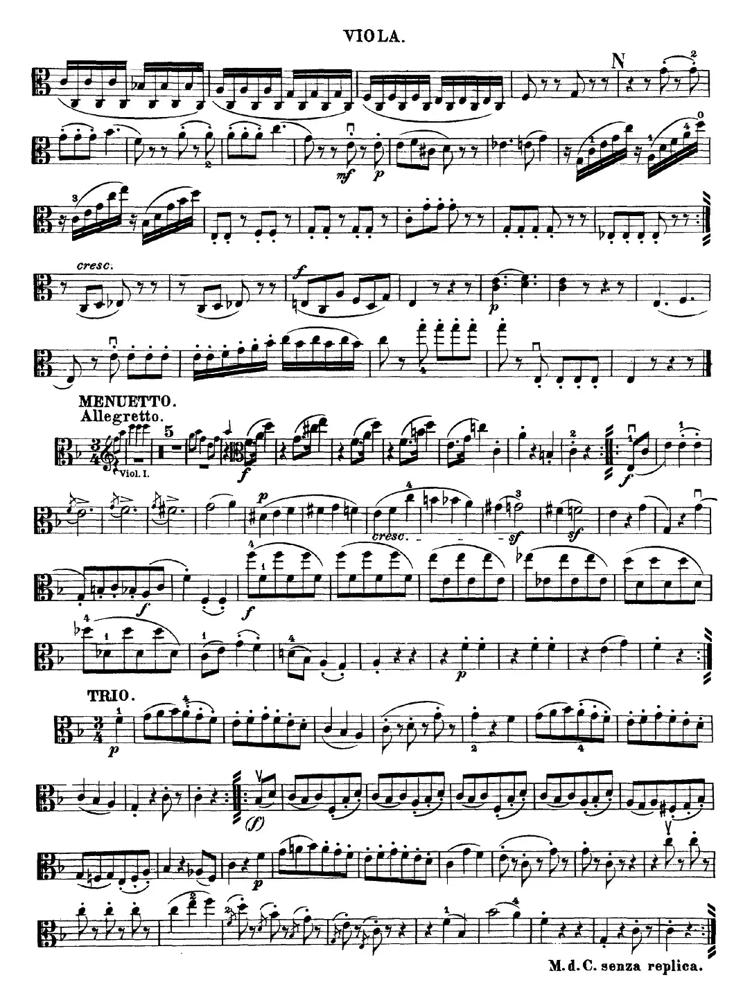 Mozart《Quartet No.23 in F Major，K.590》（Viola分谱）