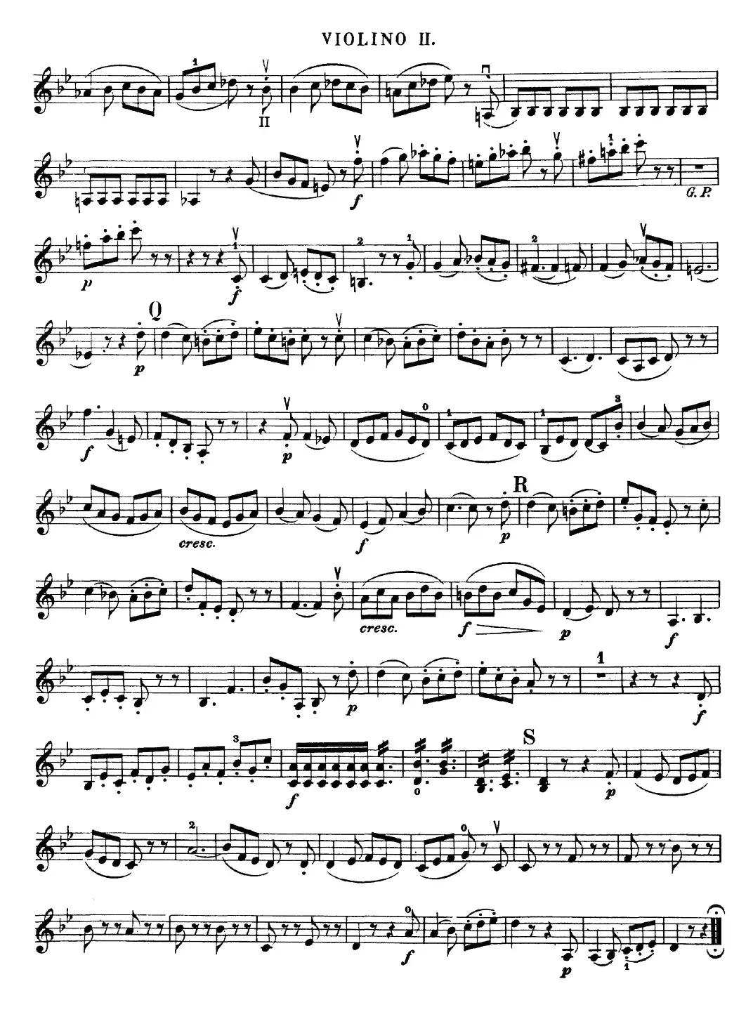 Mozart《Quartet No.22 in Bb Major，K.589》（Violin 2分谱）