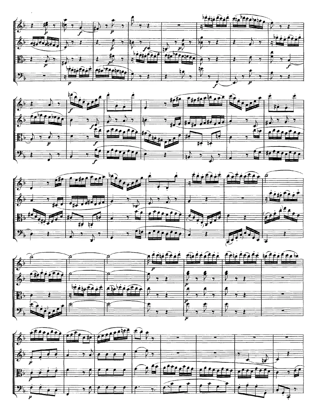 Mozart《Quartet No.23 in F Major，K.590》（总谱）