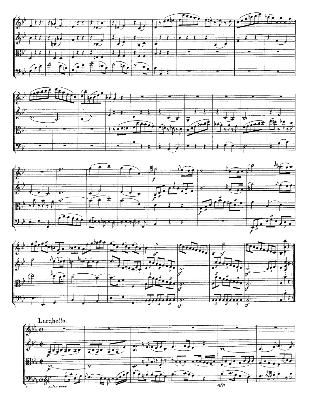 Mozart《Quartet No.22 in Bb Major，K.589》（总谱）