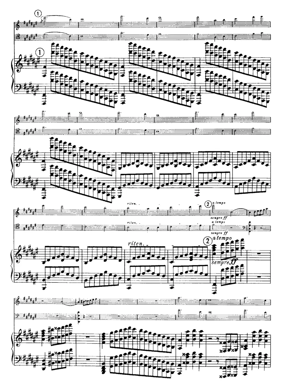 Franck《Piano Trio Op.1 No.1，F-sharp minor》（Ⅲ、小提琴+大提琴+钢琴伴奏）