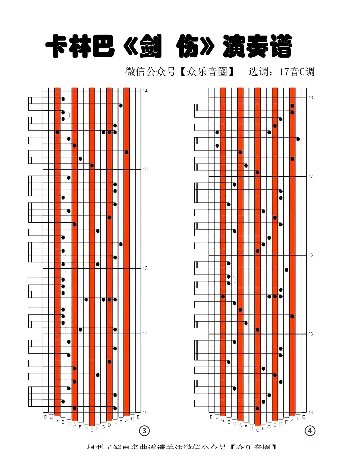 剑伤（拇指琴卡林巴琴专用谱）